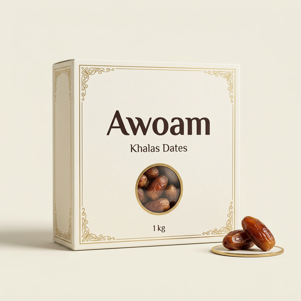 Awoam Khalas Dates 1 kg, AI-generated packaging concept