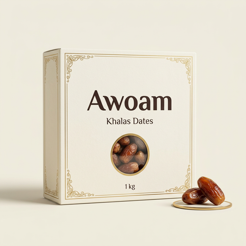 Awoam Khalas Dates 1 kg, AI-generated packaging concept